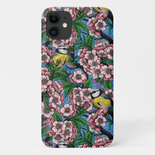 Case-Mate iPhone Case Rameaux bleus dans le cerisier en fleurs sur le bl
