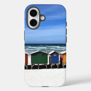 Coque Pour iPhone 16 Rangée colorée de cases de plage