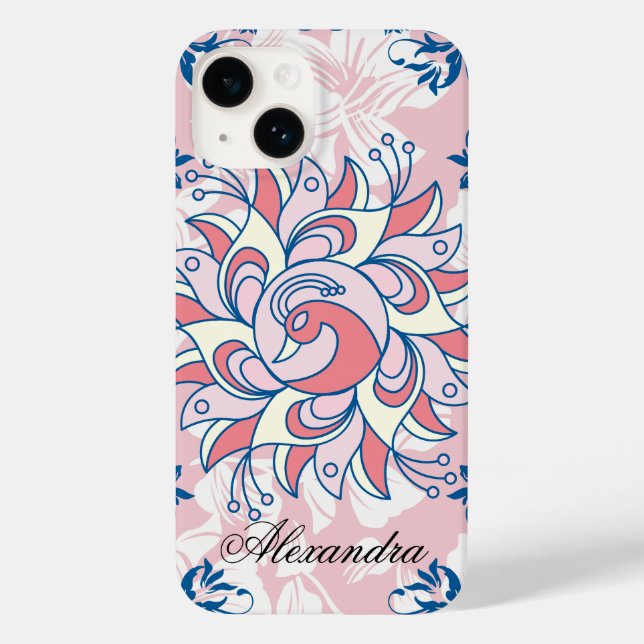 Coques Case-Mate iPhone Rangoli bleu et rose (Verso)