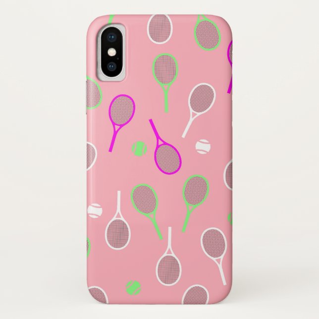 Coques Case-Mate iPhone Raquettes cool Rose Retro Joueur de tennis Motif (Dos)