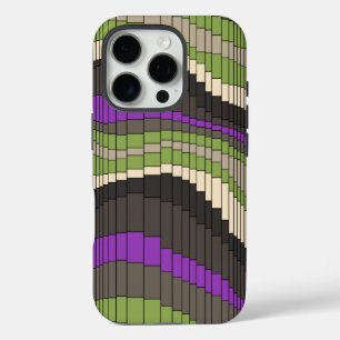 iPhone 16 Pro Case Rayé psychédélique vintage de montagnes russes