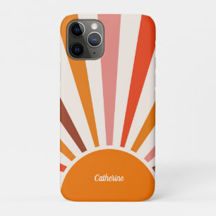 Case-Mate iPhone Case Rayons Soleil Rétro Coucher Soleil Orange Mi-Siècl