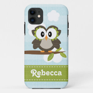 Coques Pour iPhone Rayure bleue de hibou