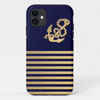 Coque Case-Mate Pour iPhone Rayure d'or avec l'ancre d'or