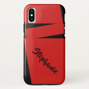 Coque iPhone X rayure rouge et noire de cas de l'iPhone X sur la