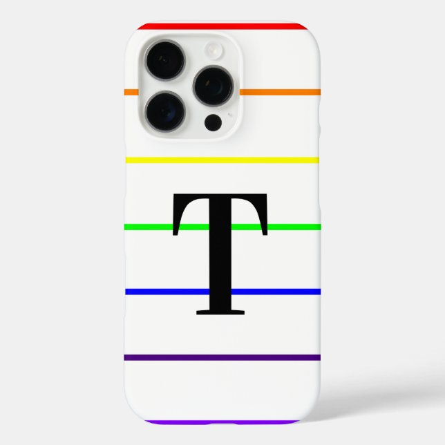 Coques Case-Mate iPhone Rayures arc-en-ciel monogrammes (Verso)