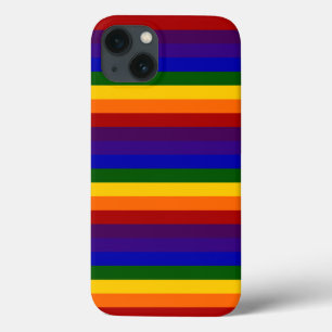 iPhone 13 Case Rayures audacieuses d'arc-en-ciel