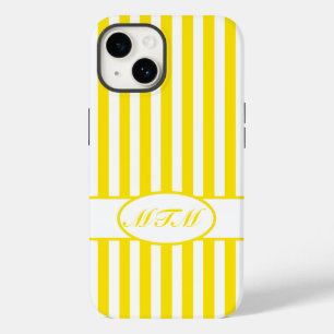 Coques Pour iPhone Rayures automnales jaunes d'or avec le monogramme