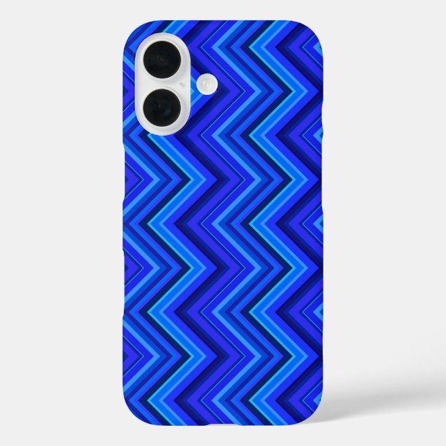 Coques Case-Mate iPhone Rayures bleues motif zigzag (Verso)