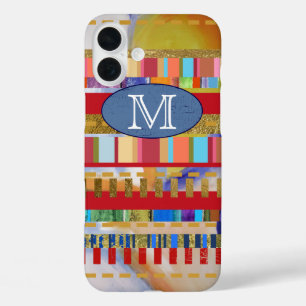 Coques iPhone 16 Plus rayures colorées motif personnalisé