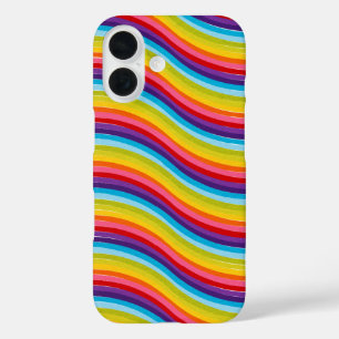 Coque Pour iPhone 16 rayures contemporaines colorées