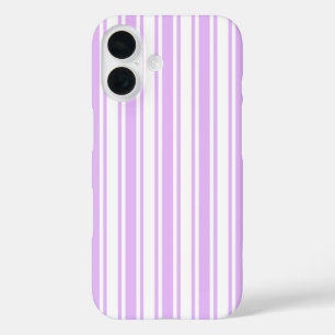 Coque Pour iPhone 16 Rayures de bonbon lilas violet et blanc