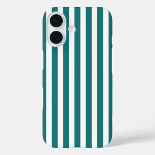 Coque Pour iPhone 16 Rayures de bonbon sarcelle et blanc