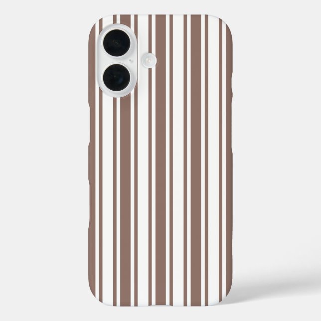 Coques Case-Mate iPhone Rayures de bonbon taupe marron et blanc (Verso)