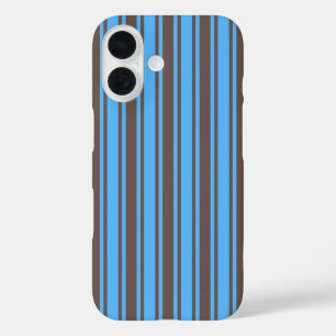 Coque Pour iPhone 16 Rayures de bonbons marron et bleues