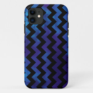 Etui iPhone Case-Mate rayures de chevron noir et bleu classe