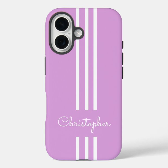Coques Case-Mate iPhone Rayures de course tendance moderne monogrammées  (Verso)