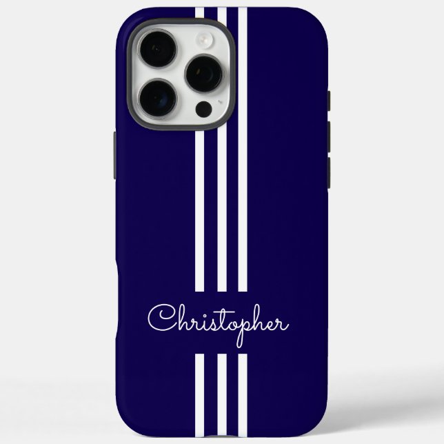 Coques Case-Mate iPhone Rayures de course tendance moderne monogrammées  (Verso)