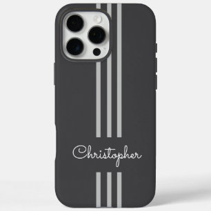 Coques iPhone 16 Pro Max Rayures de course tendance moderne monogrammées