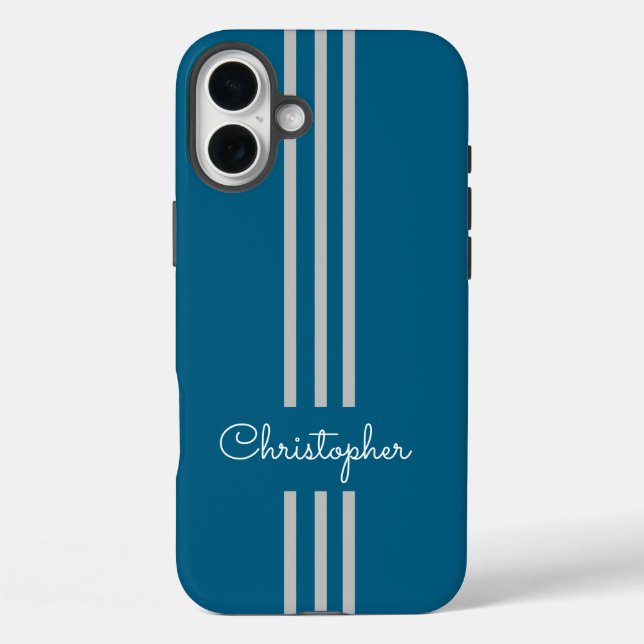 Coques Case-Mate iPhone Rayures de course tendance moderne monogrammées  (Verso)