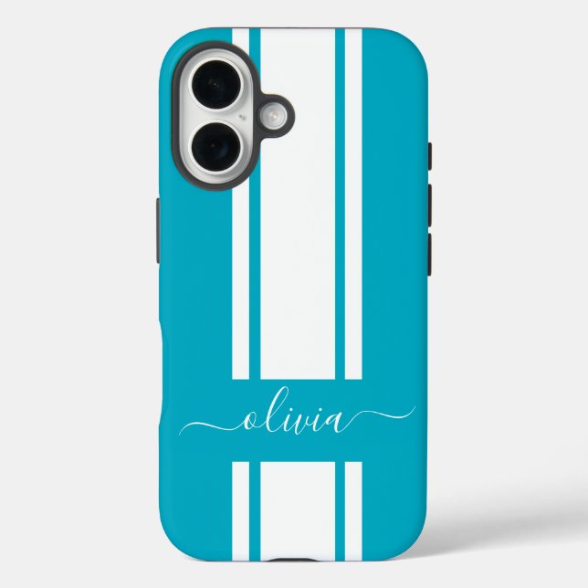 Coques Case-Mate iPhone Rayures de course tendance moderne monogrammées  (Verso)
