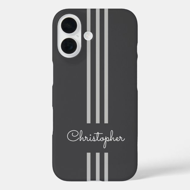 Coques Case-Mate iPhone Rayures de course tendance moderne monogrammées  (Verso)