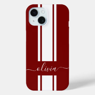 Coque Pour iPhone 15 Rayures de course tendance moderne monogrammées