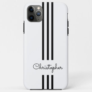 Case-Mate iPhone Case Rayures de course tendance moderne monogrammées 