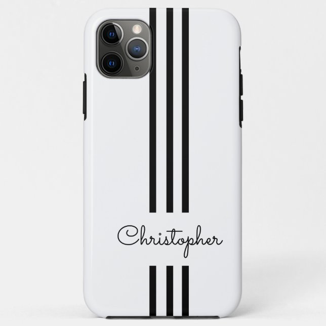 Coques Case-Mate iPhone Rayures de course tendance moderne monogrammées  (Dos)