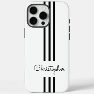 Coques iPhone 16 Pro Max Rayures de course tendance moderne monogrammées