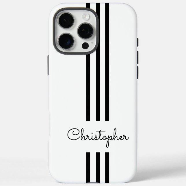 Coques Case-Mate iPhone Rayures de course tendance moderne monogrammées  (Verso)
