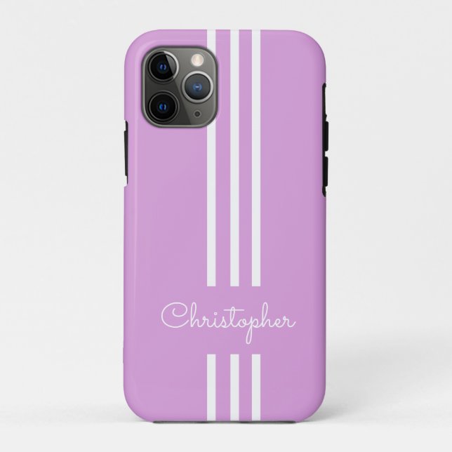 Coques Case-Mate iPhone Rayures de course tendance moderne monogrammées  (Dos)