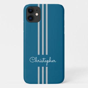 Case-Mate iPhone Case Rayures de course tendance moderne monogrammées 
