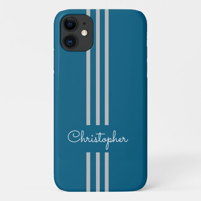 Coques Case-Mate iPhone Rayures de course tendance moderne monogrammées  (Dos)