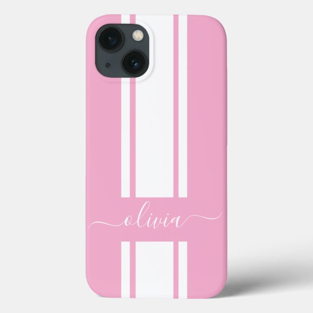 Coques Case-Mate iPhone Rayures de course tendance moderne monogrammées  (Verso)