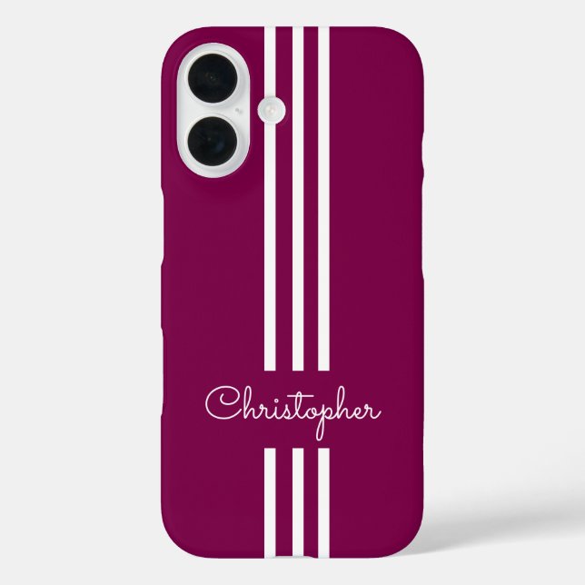 Coques Case-Mate iPhone Rayures de course tendance moderne monogrammées  (Verso)