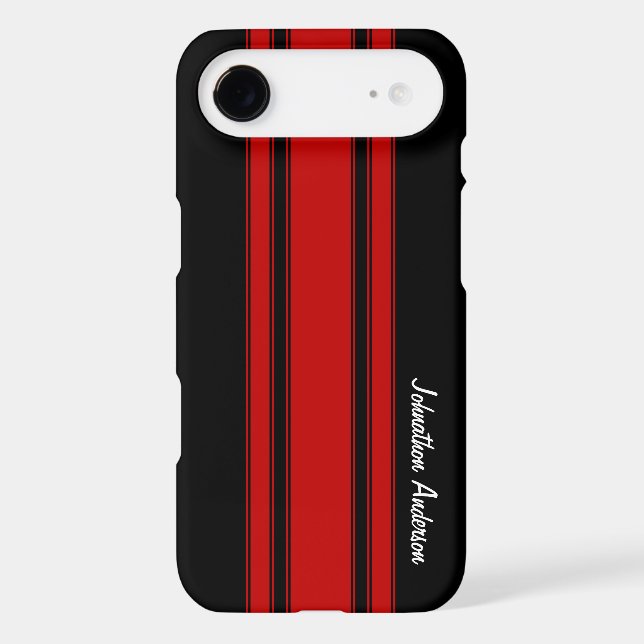 Coques Case-Mate iPhone Rayures de emballage rouges et noires modernes (Verso)
