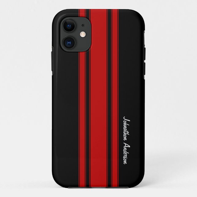 Coques Case-Mate iPhone Rayures de emballage rouges et noires modernes (Dos)