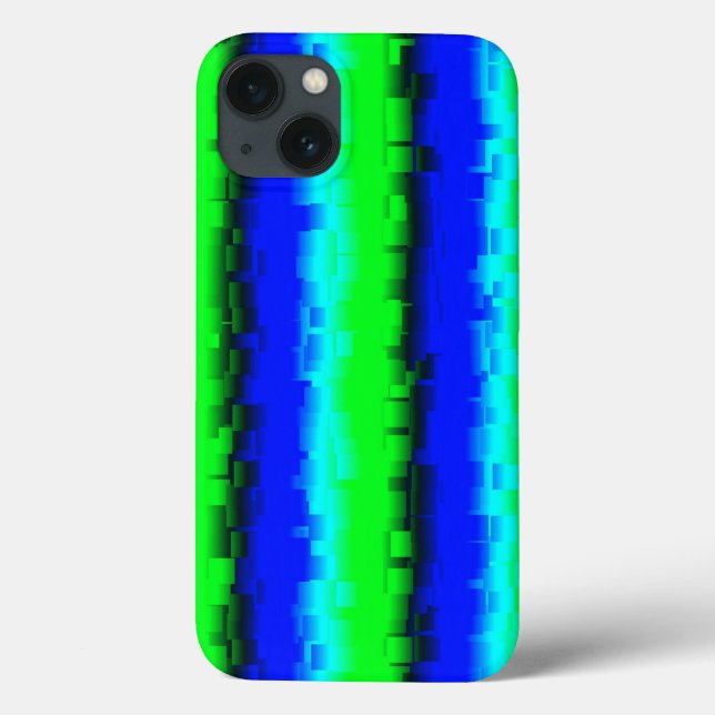 Coques Case-Mate iPhone Rayures de verre brisé bleu vert (Verso)