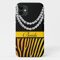 Rayures de zèbre orange bride perles iphone 5 case