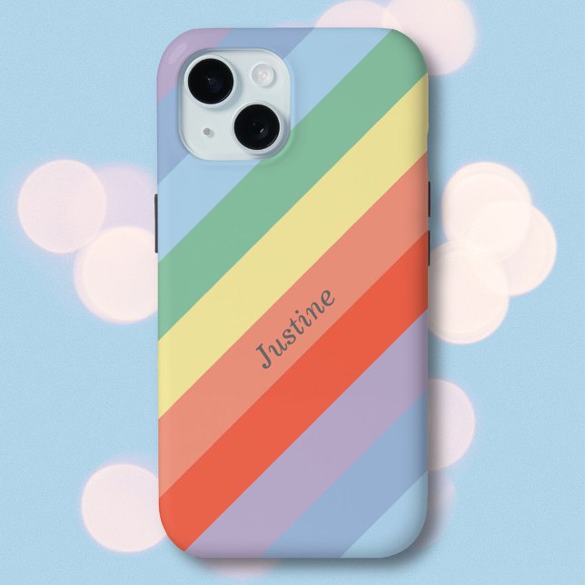 Coques Case-Mate iPhone Rayures diagonales Pastel Rainbow (Pastel Rainbow Diagonal Stripes Phone Case)