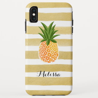 Etui iPhone Case-Mate Rayures élégantes d'or d'aquarelle d'ananas