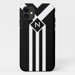 Coque Case-Mate Pour iPhone Rayures et chevrons blancs sur le noir avec le