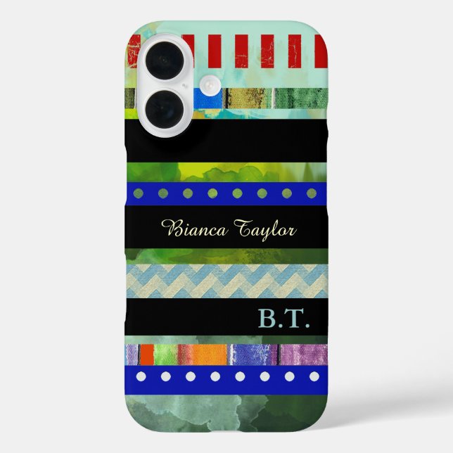 Coques Case-Mate iPhone rayures modernes et élégantes et coutume-nom (Verso)