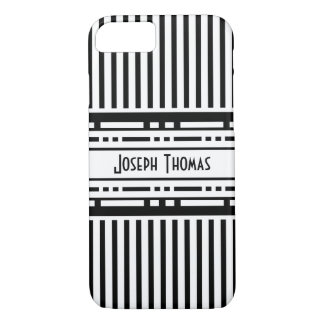 Coque iPhone 7 Rayures noires et blanches de secession de Vienne