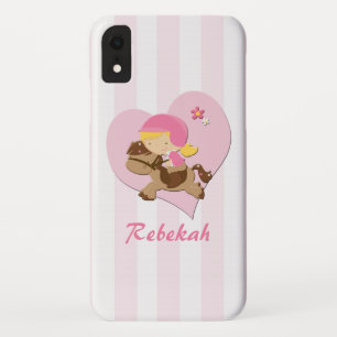 Coque Pour iPhone XR Rayures personnalisées de rose d'équitation