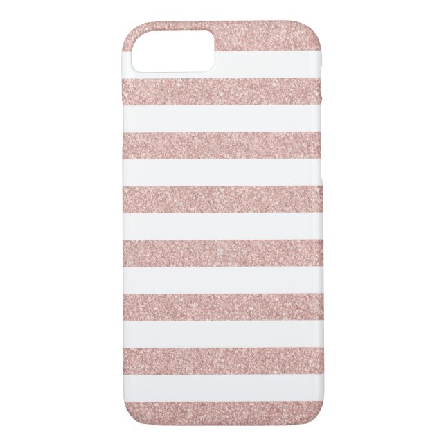 Coques Case-Mate iPhone Rayures roses modernes de parties scintillantes (Dos)