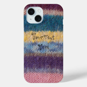 Coque Pour iPhone 15 rayures tricotées colorées style vintage design am