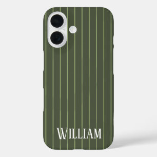 Coque Pour iPhone 16 Rayures vert olive