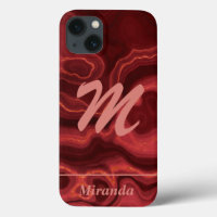 Red Agate Marbre rose clair Monogramme et nom